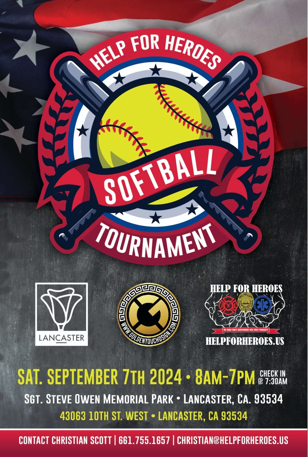 Help for Heroes Softball Tournament - Sat. September 7th 2024 8am-7pm - Sgt. Steve Owen Memorial Park